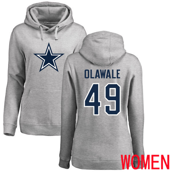 Women Dallas Cowboys Ash Jamize Olawale Name and Number Logo #49 Pullover NFL Hoodie Sweatshirts